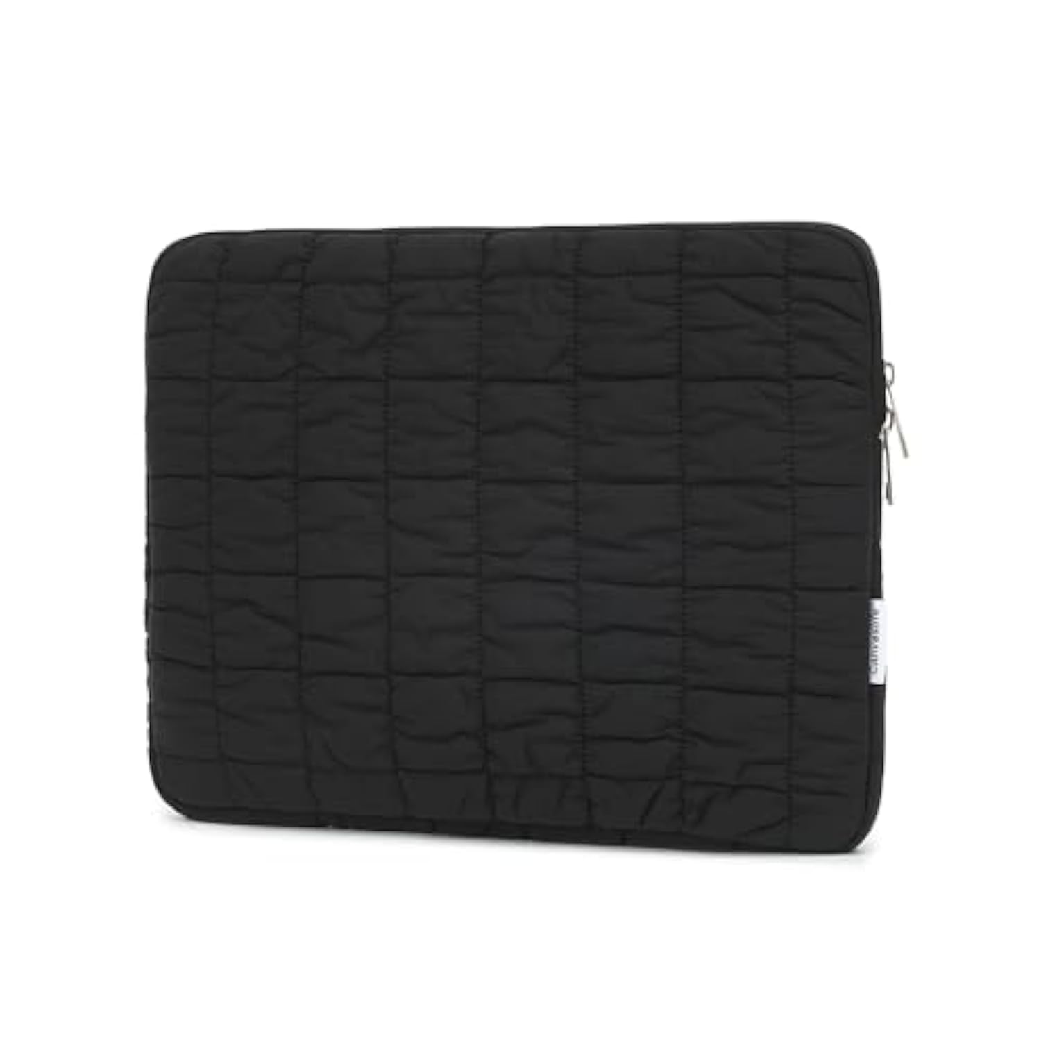 360 Protective Puffy Laptop Sleeve Case With Multi-Pockets - Compatible With 15-15.6 Inch Hp, Lenovo, Dell, Asus, Acer Computers - Quilted Puffer Soft Case (Black)