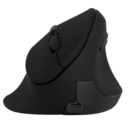 Ergonomic Vertical Wireless Rechargeable Mouse, 2.4Ghz, 800/1200/1600 Dpi, 6 Buttons, Pinky Finger Rest, 123Mm X 90Mm X 72Mm, Black