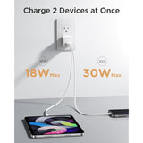 30W Usb C Charger - Pd Qc 3.0 Dual Port Charging Block, 30 Watt Usb C Charger With 4 Ft Type C To L Cable, 30W Fast Charger With Foldable Plug For Iphone 14 13 12 11 Pro Max Xr Xs X, Ipad