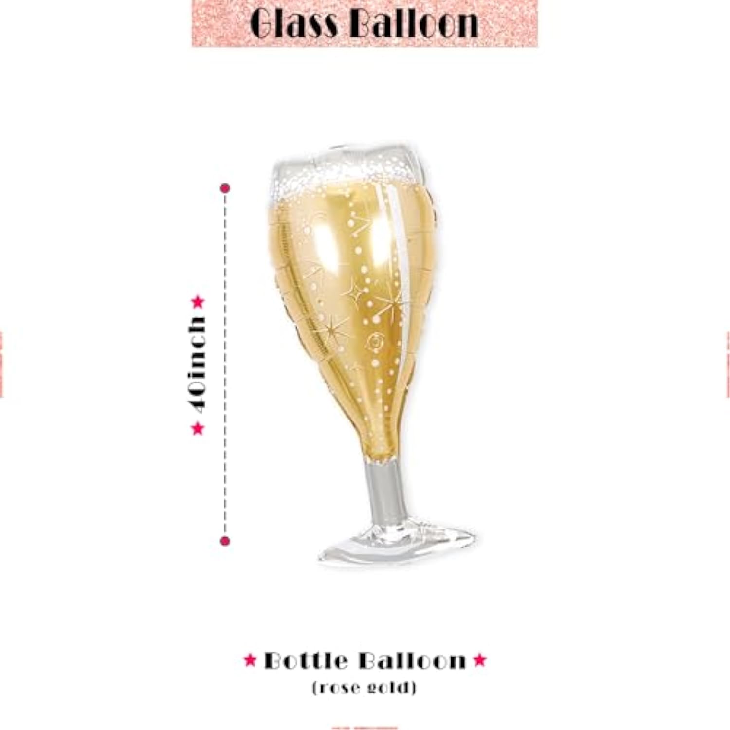 Partyforeve 2 Rose Gold Glitter Ring Bachelorette Balloons 40In Bottle Glass Bridal