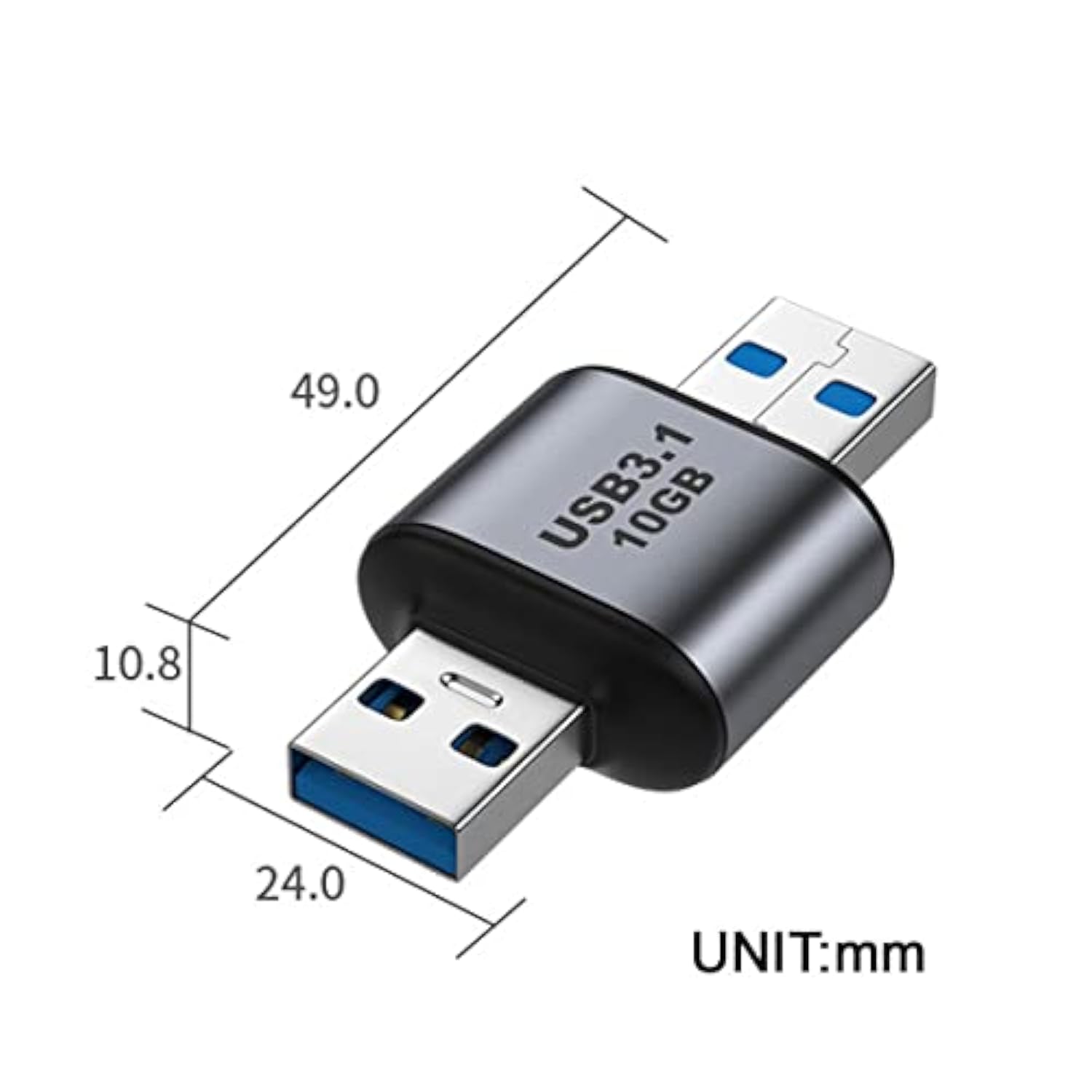 Usb 10Gbps Adapter,Usb 3.0/3.1 Type A Male To Male Data Power Adapter For Lapt