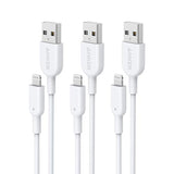 Anker Powerline II Lightning Cable,Apple MFi Certified,USB Charging/Sync Lightning Cord Compatible with iPhone 11 Series/SE/Xs/XR,and More (3FT*3, White)