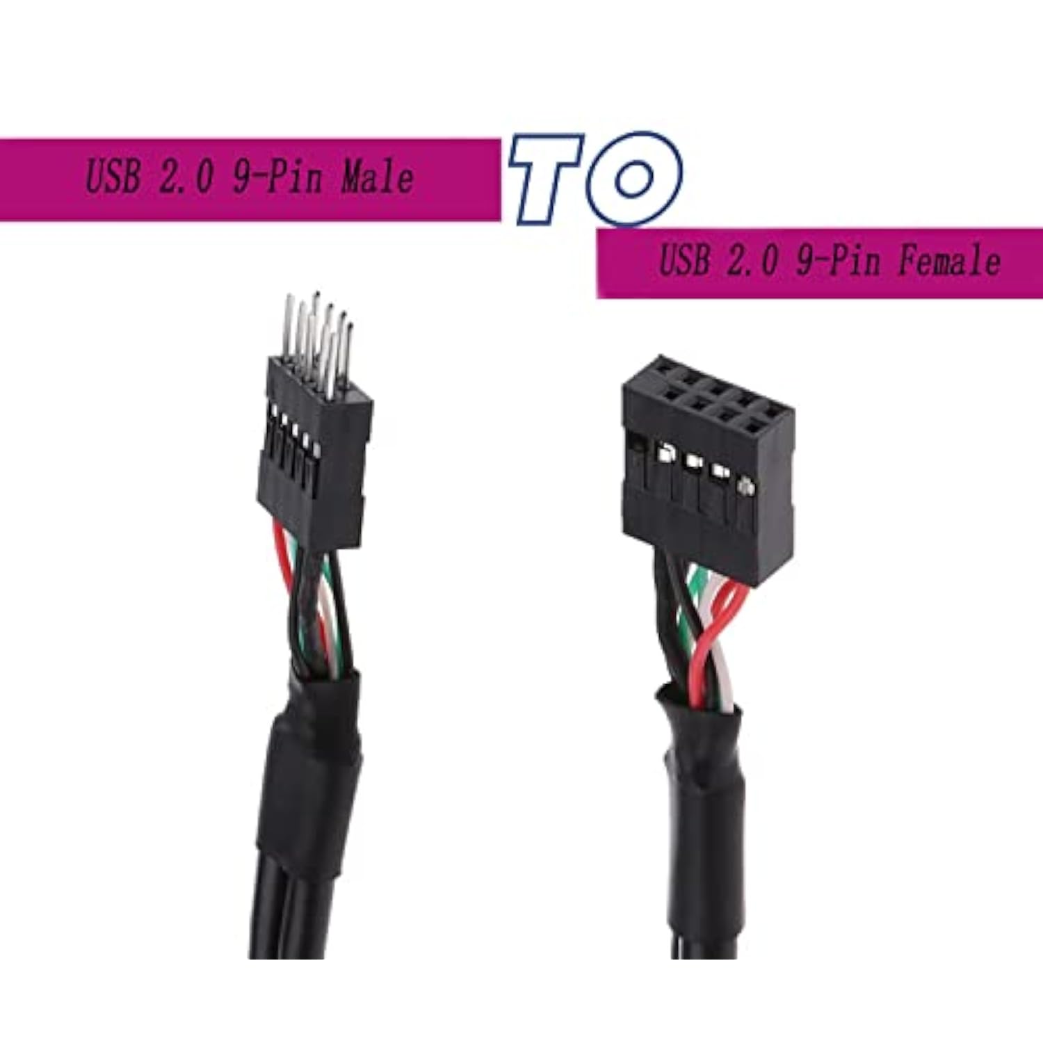 Usb Header Extension Cable, Usb 2.0 9-Pin Male To 9-Pin Female Internal Mother