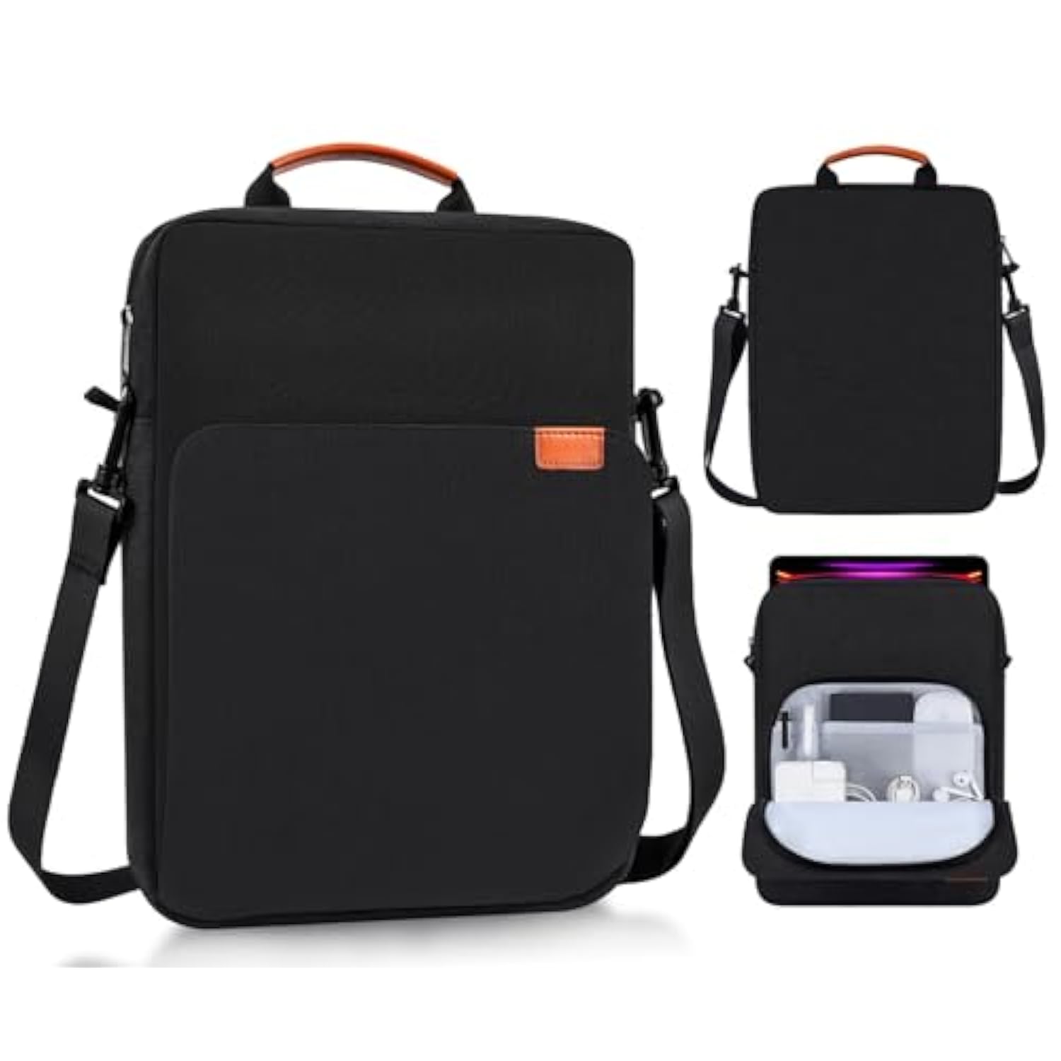 13 Inch Laptop Shoulder Bag Carrying Case For Macbook Air 13" M4 M3 M2 A3420 A3113/ Macbook Pro 14 M4 M3 M2 M1/ 13" Ipad Pro M4/ Ipad Air M3 M2 2025, Vertical Laptop Sleeve Handbag, Black