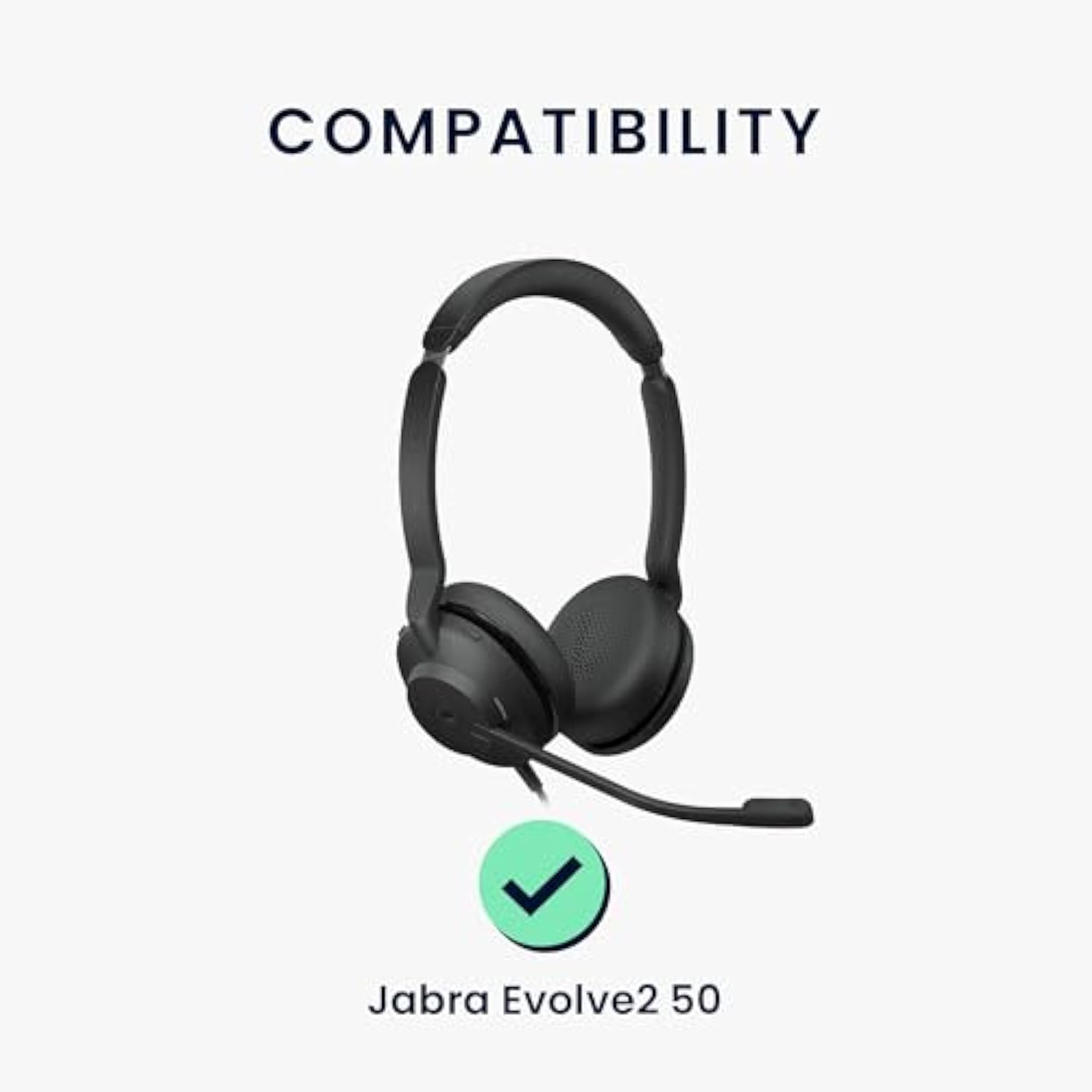 kwmobile Ear Pads Compatible with Jabra Evolve 2 50 Earpads - 2X Replacement for Headphones - Black