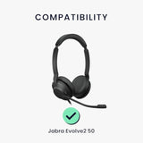 kwmobile Ear Pads Compatible with Jabra Evolve 2 50 Earpads - 2X Replacement for Headphones - Black