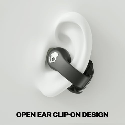 Push 720 Open Wireless Open Ear Bluetooth Earbuds, Headphones, Waterproof, Clip-On Lightweight Design, 30 Hours Battery, Wireless Charging Pouch, Microphone For Iphone Android - True Black