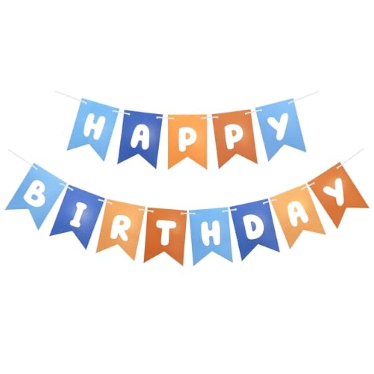 Blue And Orange Birthday Banner, Happy Children'S Celebration Bunting Banner Blue Orange Party Decorations For Boys Girls, Kids Decoration Boys’ 1St Birthday Decor