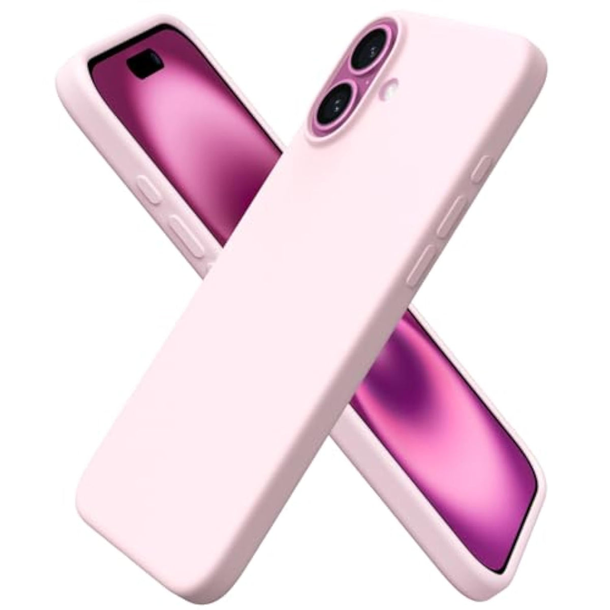 Compatible With Iphone 16 Plus Case 6.7, Slim Liquid Silicone 3 Layers Full Covered Soft Gel Rubber Phone Case Protective Cover 6.7 Inch, Chalk Pink