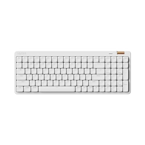 Flow Lite 100 Keys Low Profile Mechanical Keyboard, Swappable Rechargeable Wireless Keyboard With 2.4G Receiver, Bluetooth And Wired Connection For Windows, Mac/ Specter Linear Switches (Off-White)