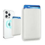 Stronger Magnetic Wallet Cell Phone Card Holder For Iphone 15 Series, Rfid Leather Phone Wallet Stick On Series Of Iphone 14/13/12 Pro/Promax And Devices, White