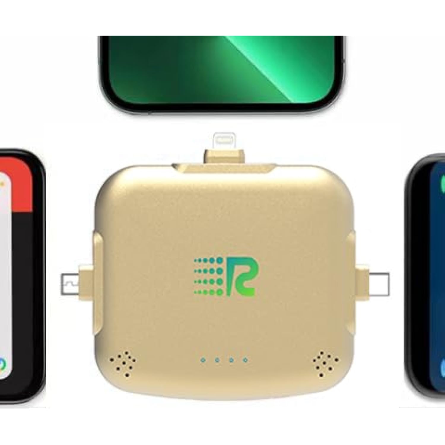 Universe 3 In 1 Portable Charger – 3300Mah, 2.4A High-Speed Fast Charging Compatible With Iphone And Android Lightning, Type C, Micro-Usb Charges 3 Devices At A Time Pre-Charged Rc33 Gold