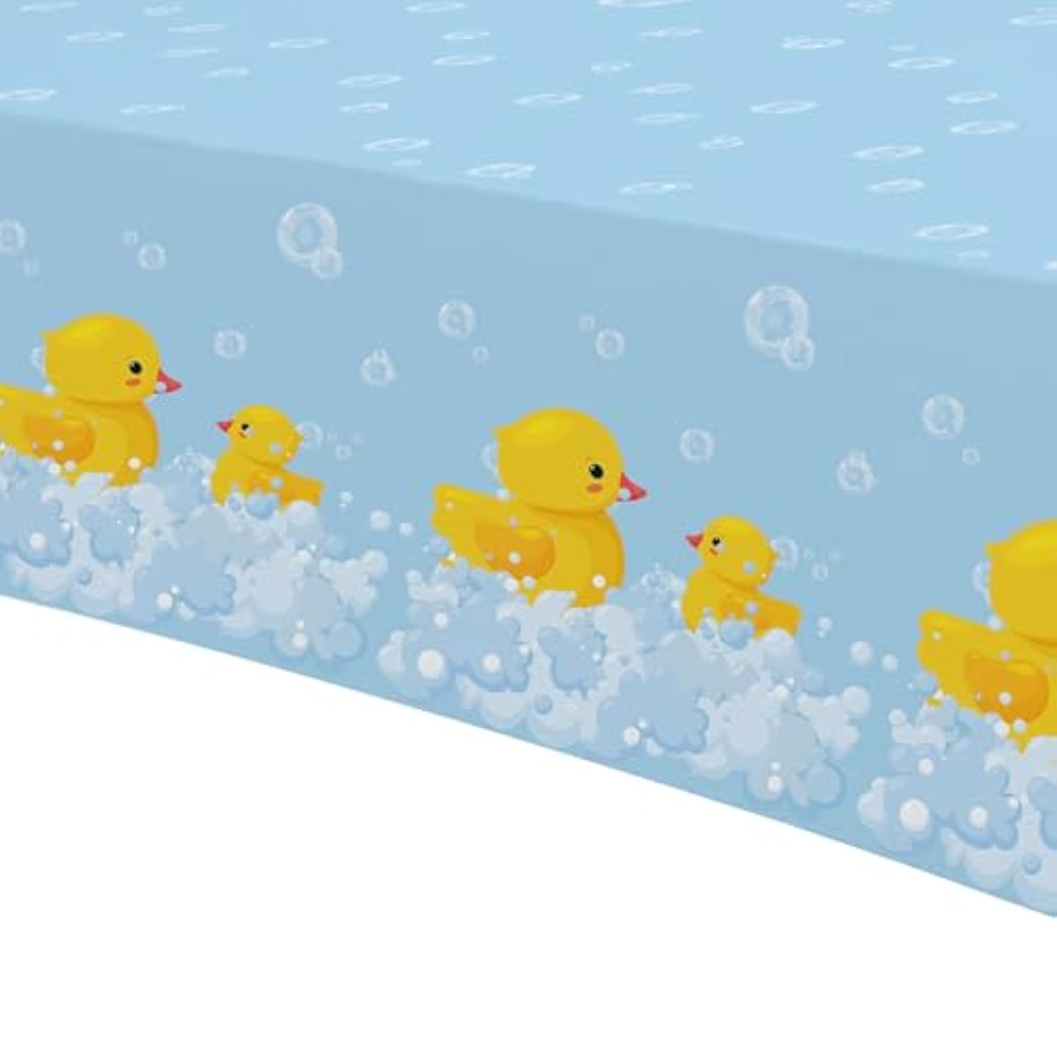 Rubber Duck Party Decorations Tablecloth - Disposable Duck Party Supplies Table Cover, Bubble Bath Rubber Duck Theme Table Cloth For Birthday Baby Shower - 3 Pack (54In X 108In)