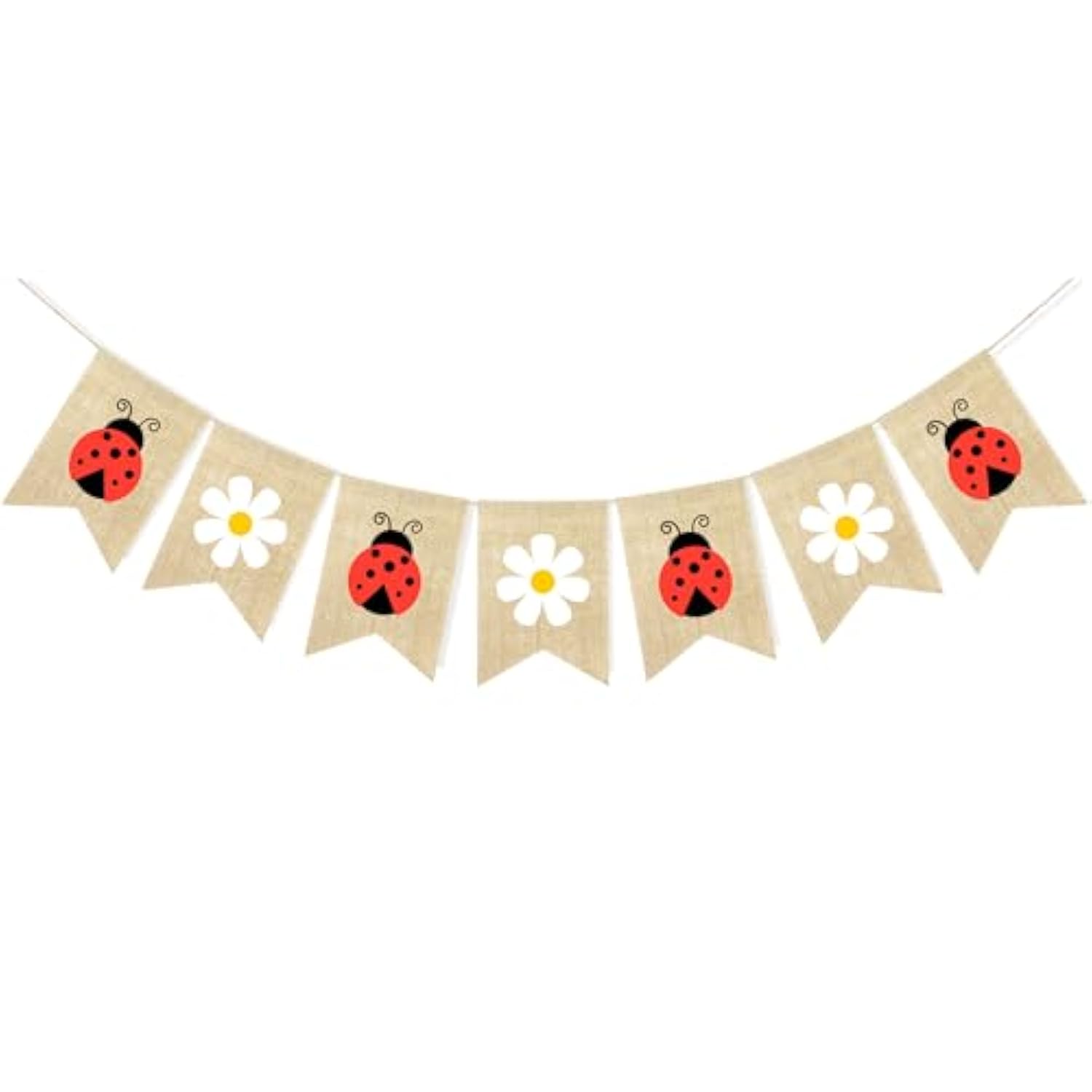 Daisy Ladybug Banner Burlap Bunting Garland Ladybug Party Decorations For Wedding Baby Shower Birthday Insect Theme Garden Party Supplies Home Wall Classroom Hanging Decor