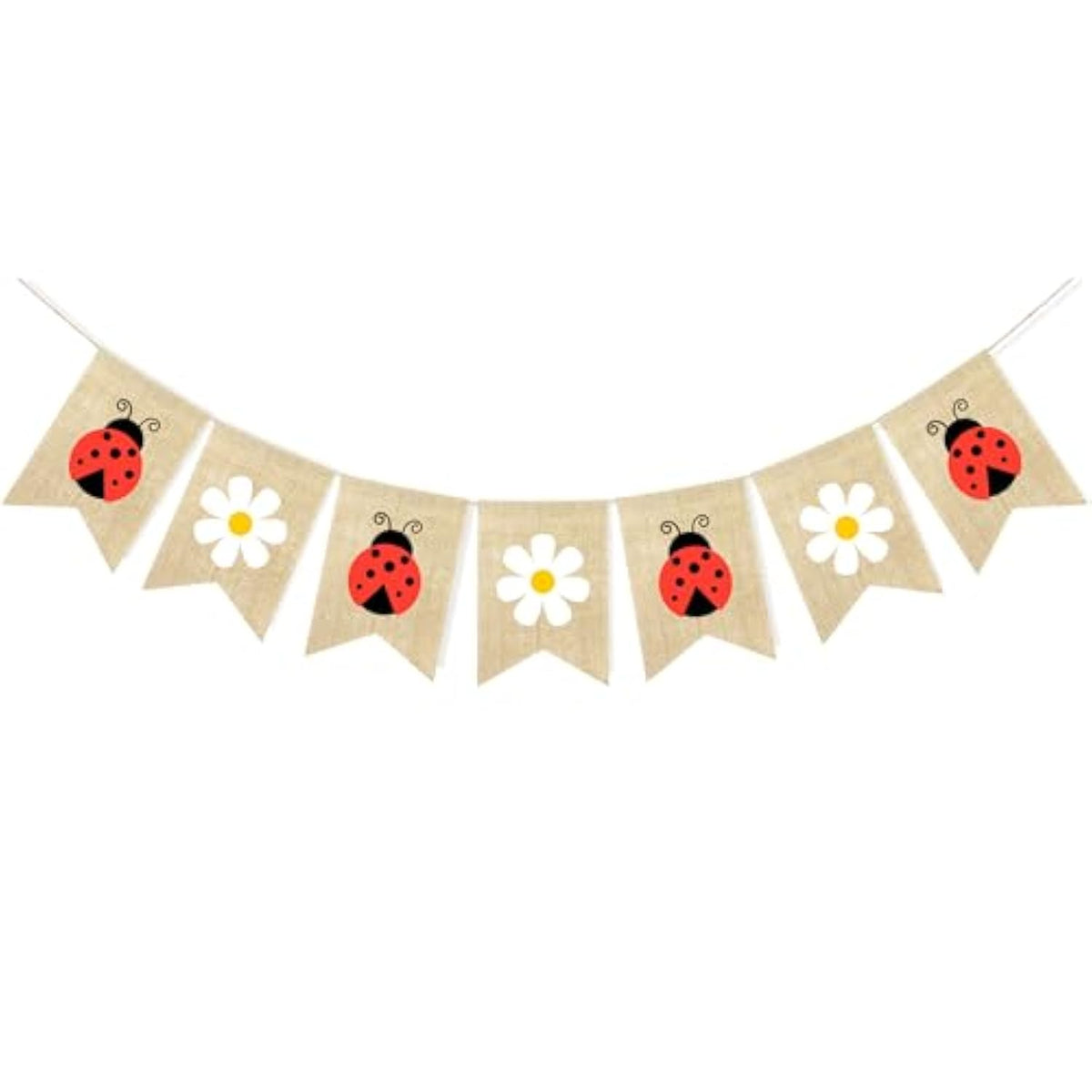 Daisy Ladybug Banner Burlap Bunting Garland Ladybug Party Decorations For Wedding Baby Shower Birthday Insect Theme Garden Party Supplies Home Wall Classroom Hanging Decor