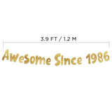 Awesome Since 1986 Gold Glitter Banner - 39Th Birthday And Anniversary Party Decorations