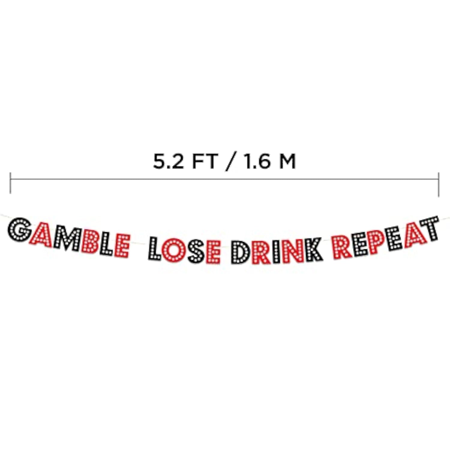 Casino Themed Glitter Banner – Las Vegas Birthday And Bachelorette Party Decorations – Monte Carlo Poker Night Garland, Favors And Supplies
