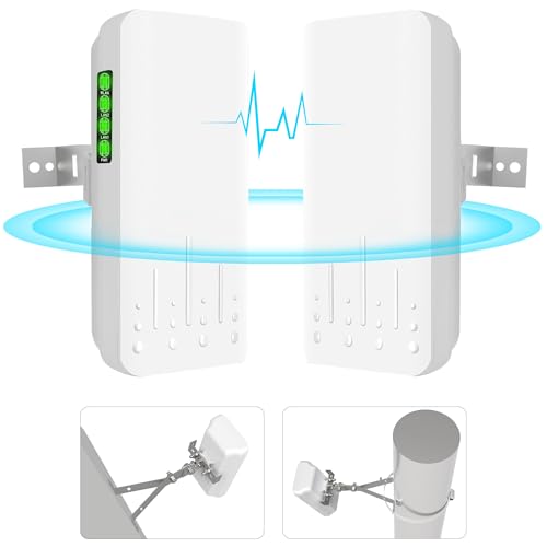Point To Point Wireless Bridge Outdoor With Mount For Starlink Internet, 2Km 5.8G Network Wifi Bridges Extender Cpe Access Point With 14Dbi Antenna 2 100Mbps Lan Port 24V Poe Injector 2-Pack