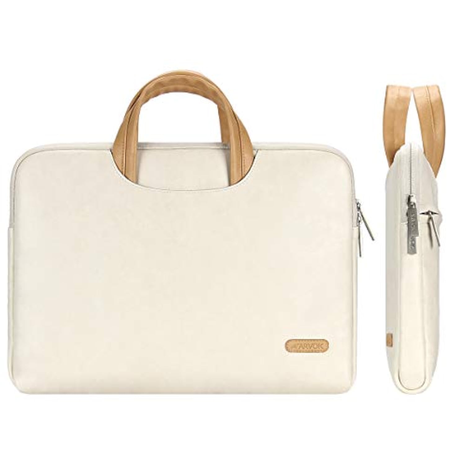 15 15.6 16 Inch Water-Resistant Premium Leather Laptop Sleeve With Handle & Zipper Pocket/Notebook Computer Case/Ultrabook Tablet Briefcase Carrying Bag/Pouch Skin Cover For Acer/Asus