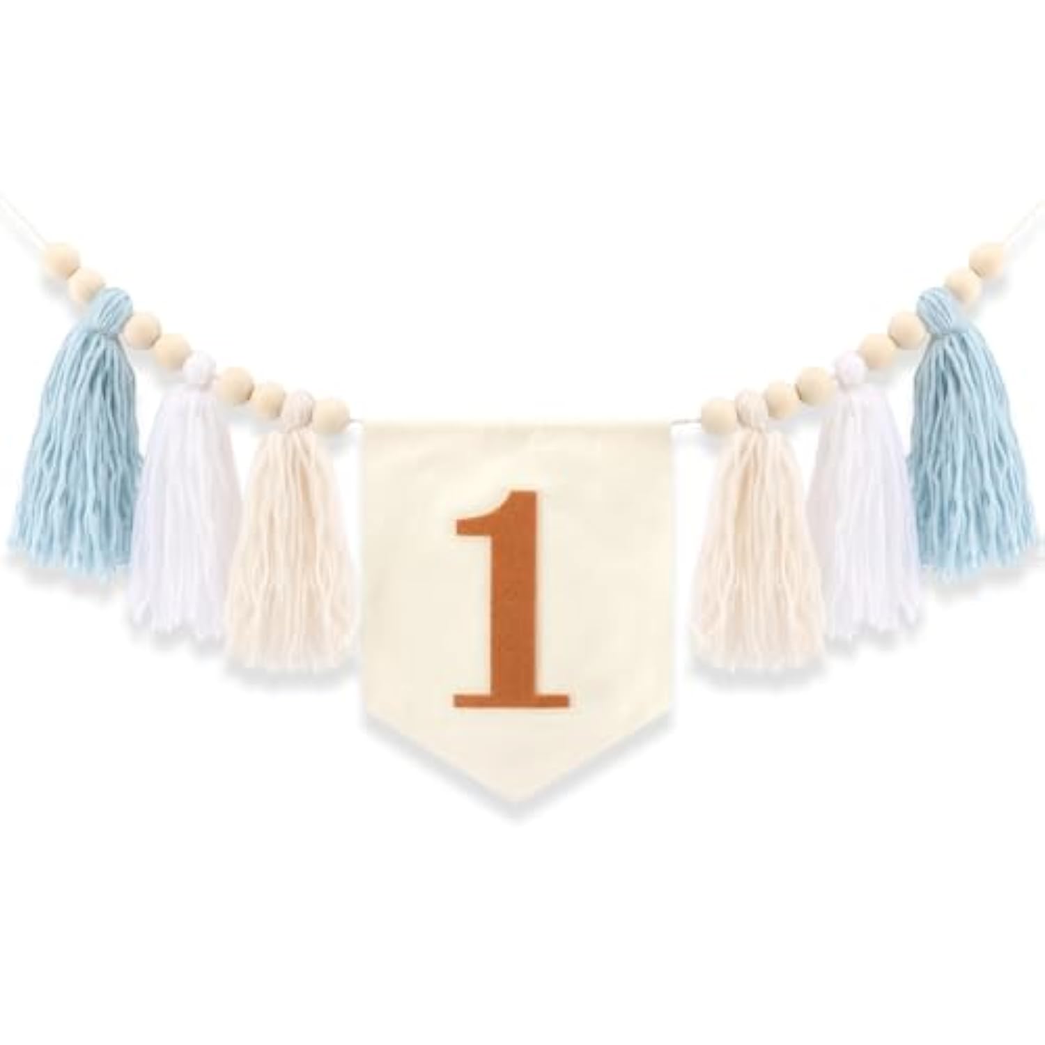 One High Chair Banner For First Birthday Decoration Boys, Blue Tassel Banner For 1St Birthday Photo Backdrop Decor
