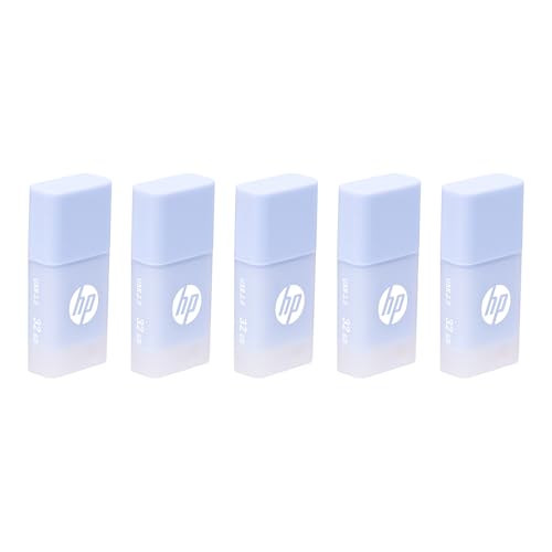 Hp 32Gb V168 Usb 2.0 Delicate Blue Flash Drive Reliable Portable Storage To Store, Transfer, & Protect Important Data, 5-Pack