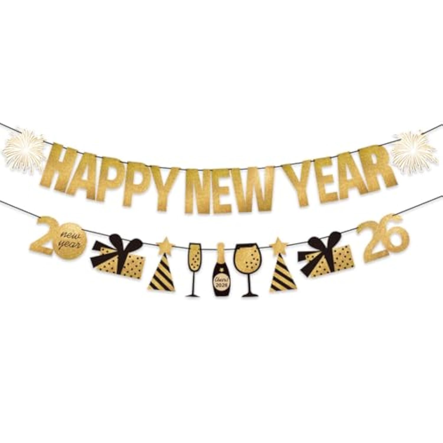 2026 Gold Happy New Year Banner for New Year Eve Party Decorations