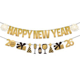 2026 Gold Happy New Year Banner for New Year Eve Party Decorations
