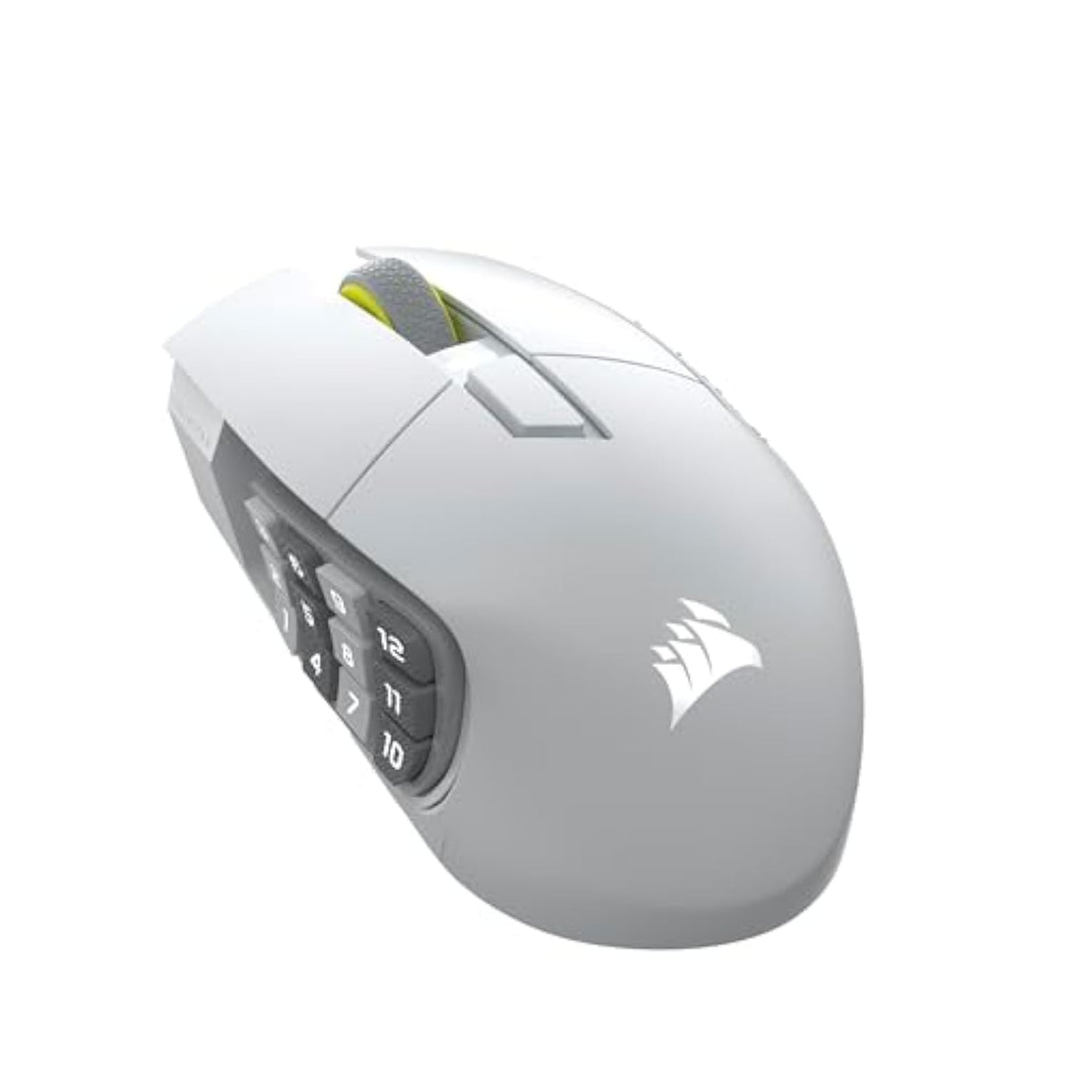Corsair Scimitar Elite Wireless SE MMO PC Gaming Mouse – 33,000 DPI, 16 Programmable Buttons, Key Slider, Elgato Virtual Stream Deck, 1,000Hz Polling, Up to 150-Hour Battery – White