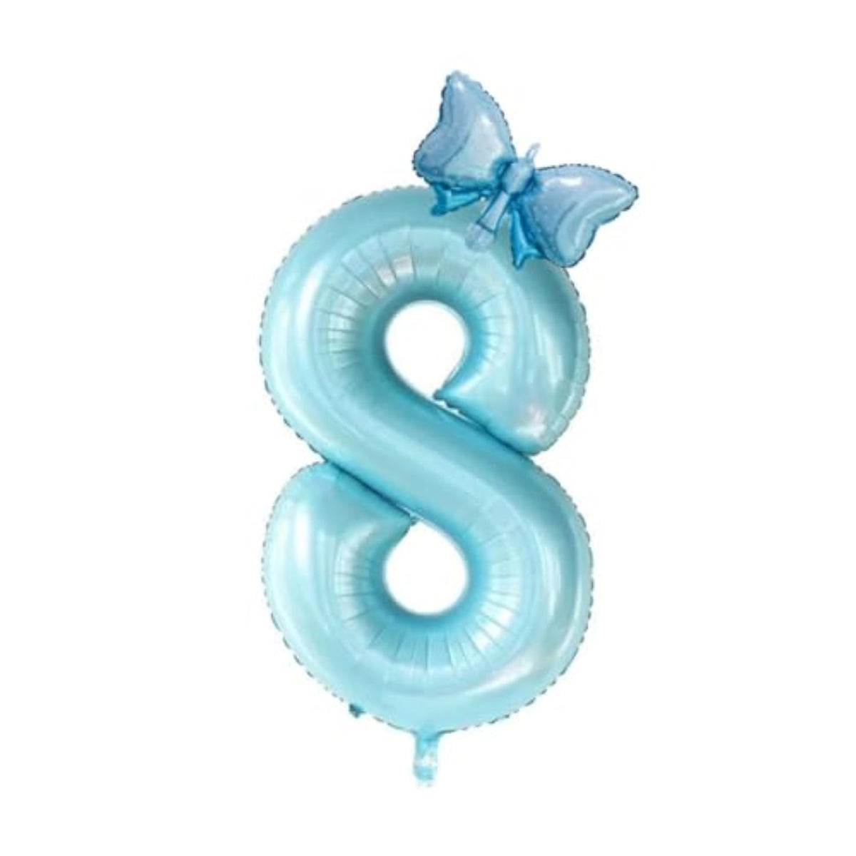 40Inch Light Blue Butterfly Number 8 Balloons, Giant Big Foil Mylar Helium Numbers Balloons 8, Butterfly Themed Birthday Party Supplies, 8Th Birthday Balloons Decorations (8)