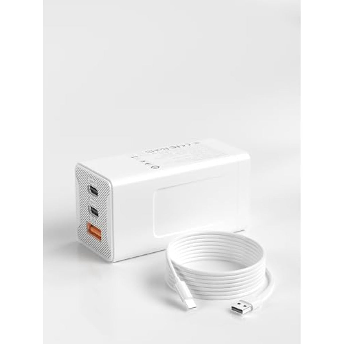65W Usb C Charger, 3-Port Pd Fast Charger Block– Compact Usb-C Power Adapter, For Macbook Pro/Air, Iphone 16/15/14, Ipad Pro/Air, Galaxy, Steam Deck, Dell Xps 13 & More (White, With Cable)