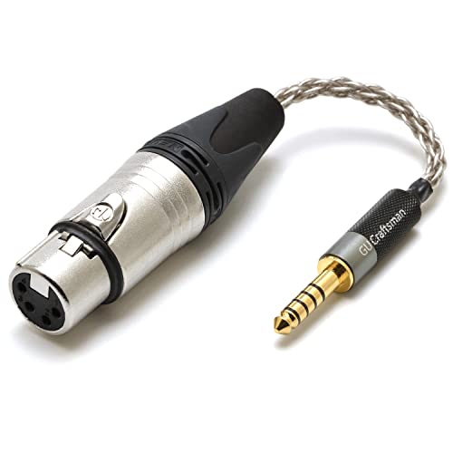 4.4mm Balanced Male to 4 Pin XLR Balanced Female Portable Headphone Adapter Cable 6N Single Crystal Silver Headphone Jack Convert Cable for Audio