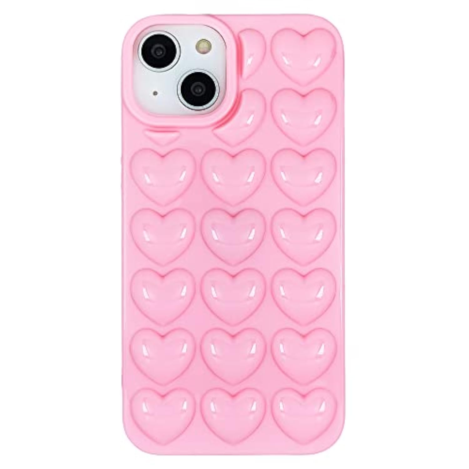 Cute Girly 3D Pop Bubble Heart Gel Case for iPhone 15 Plus/iPhone 14 Plus 6.7 inch - Pink