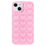 Cute Girly 3D Pop Bubble Heart Gel Case for iPhone 15 Plus/iPhone 14 Plus 6.7 inch - Pink