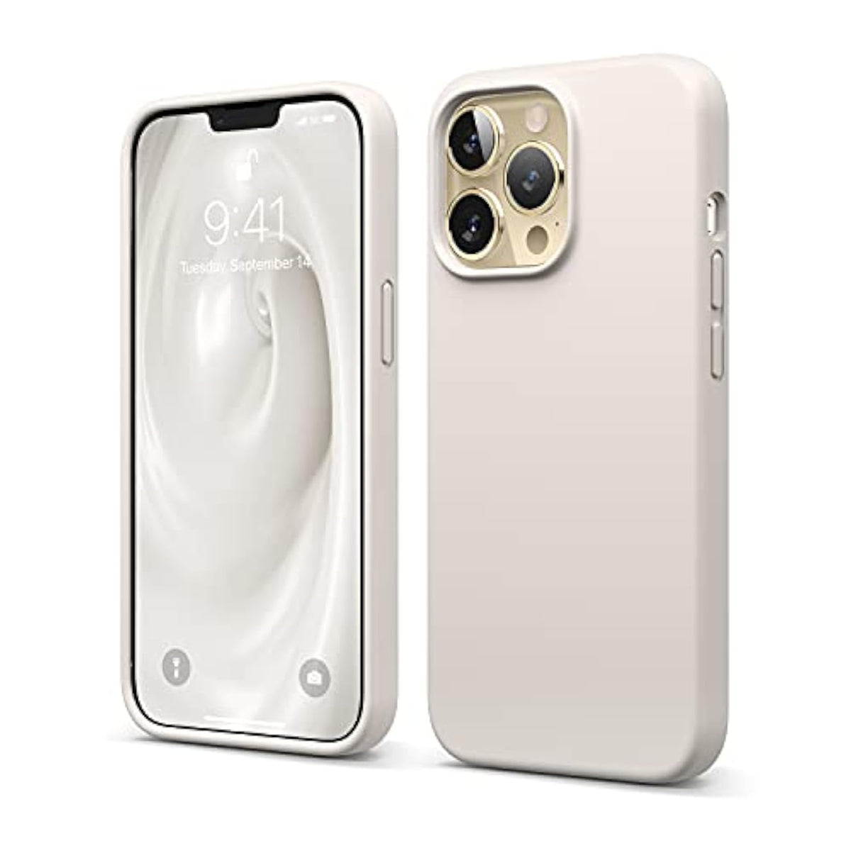 elago Compatible with iPhone 13 Pro Case, Liquid Silicone Case, Full Body Screen Camera Protective Cover, Shockproof, Slim, Anti-Scratch Soft Microfiber Lining, 6.1 inch (Stone)