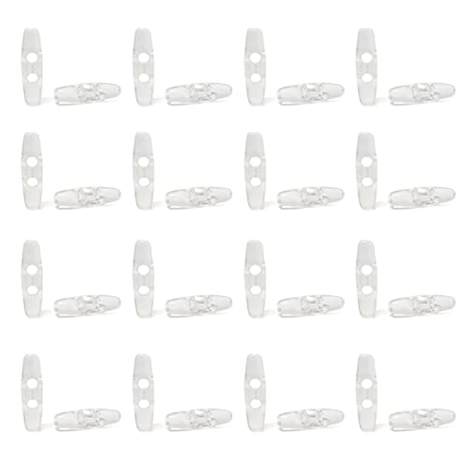 30Pcs Acrylic Clear 2 Hole Olive Shape Sewing Toggle Buttons For Sewin