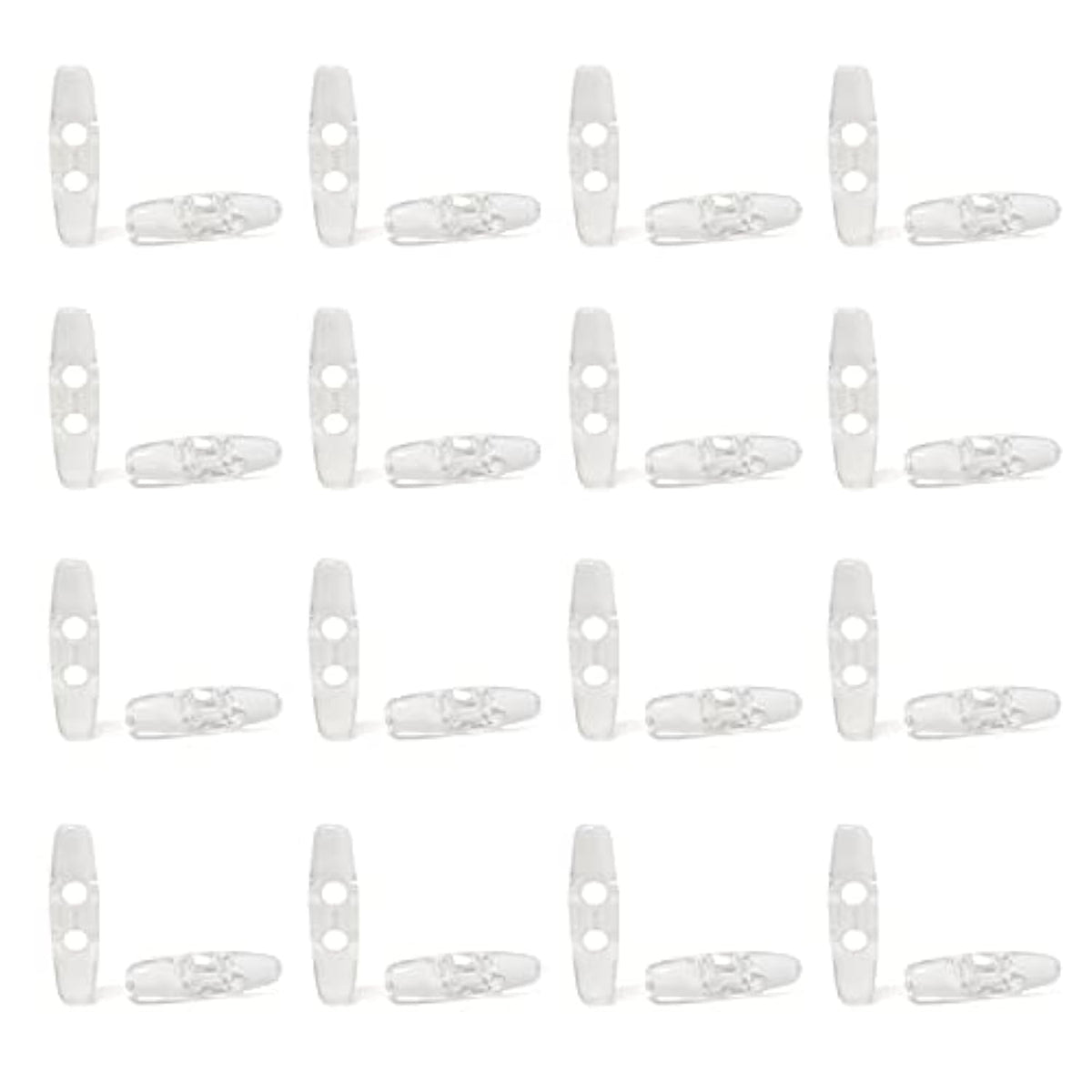 30Pcs Acrylic Clear 2 Hole Olive Shape Sewing Toggle Buttons For Sewin