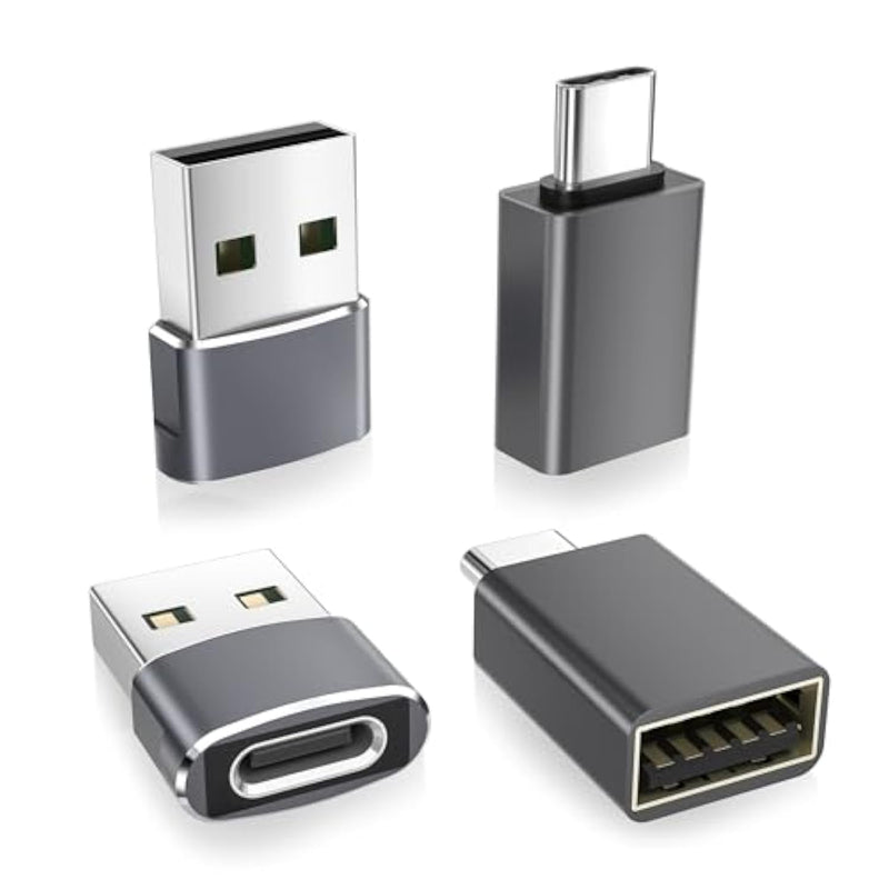 Usb To Usb C Adapter With C Male To 3.0 Female Charger 4Pack,Thunderbolt 4 Otg Converter For Macbook,Iphone 16 16E 15 14 13 Plus Pro Max,Samsung Galaxy Ai S25 S24 23 Ultra,Ipad Air,Airpods
