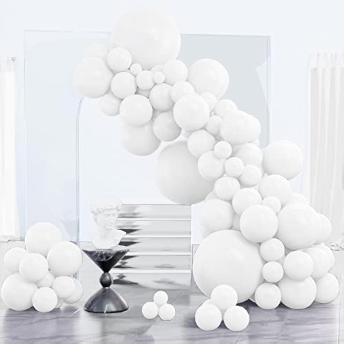 85 Pc Matte White Latex Balloons (18, 12, 10, 5 In) Arch/Garland Kit for Party Decor