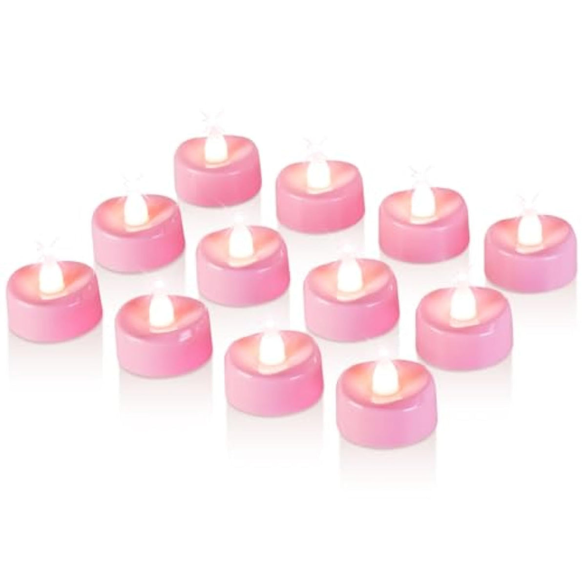 Pink Led Tea Lights Battery Operated, 200+Hour Flickering Votive Candles,Realistic Fake Flameless Tea Lights For Wedding Party Halloween Thanksgiving Christmas Decorations, 24 Pack