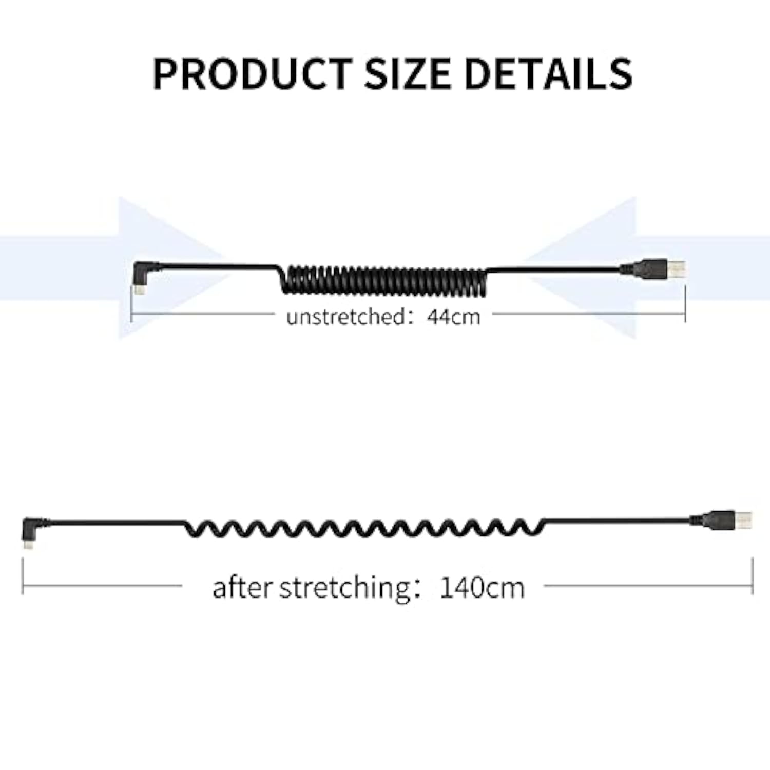 Coiled Usb C Charging Cable Retractable Usb 2.0 To 90 Degree Type C Right Angl