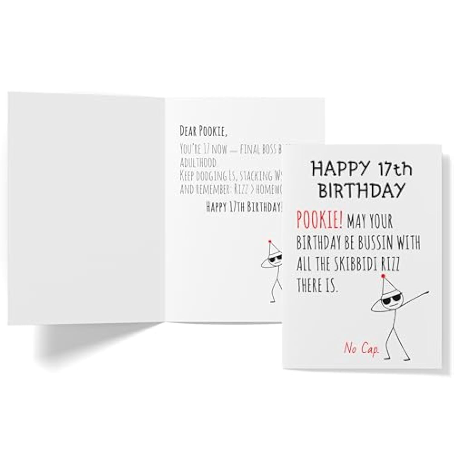 Funny 17Th Birthday Card For Teens, Boys, Girls – Fun 17 Year Old Birthday Gifts – Hilarious Gen Z Slang Meme Gift For Son, Daughter, Brother, Friends – 5X7Inch Folded Card With Envelope