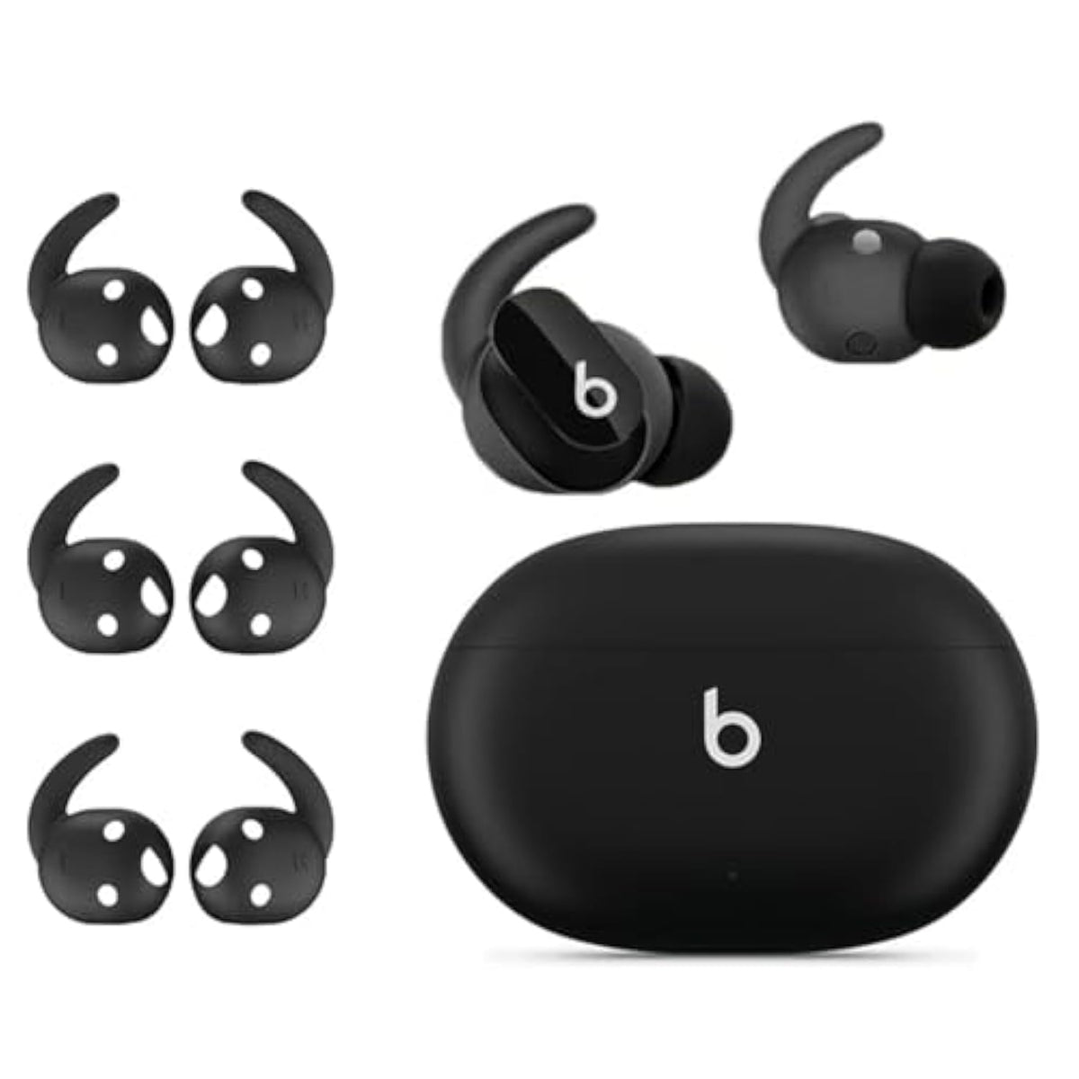 3 Pair Silicone Anti Slip Earhooks Eartips For Beats Studio Buds [Not Fit In Case] (Black)