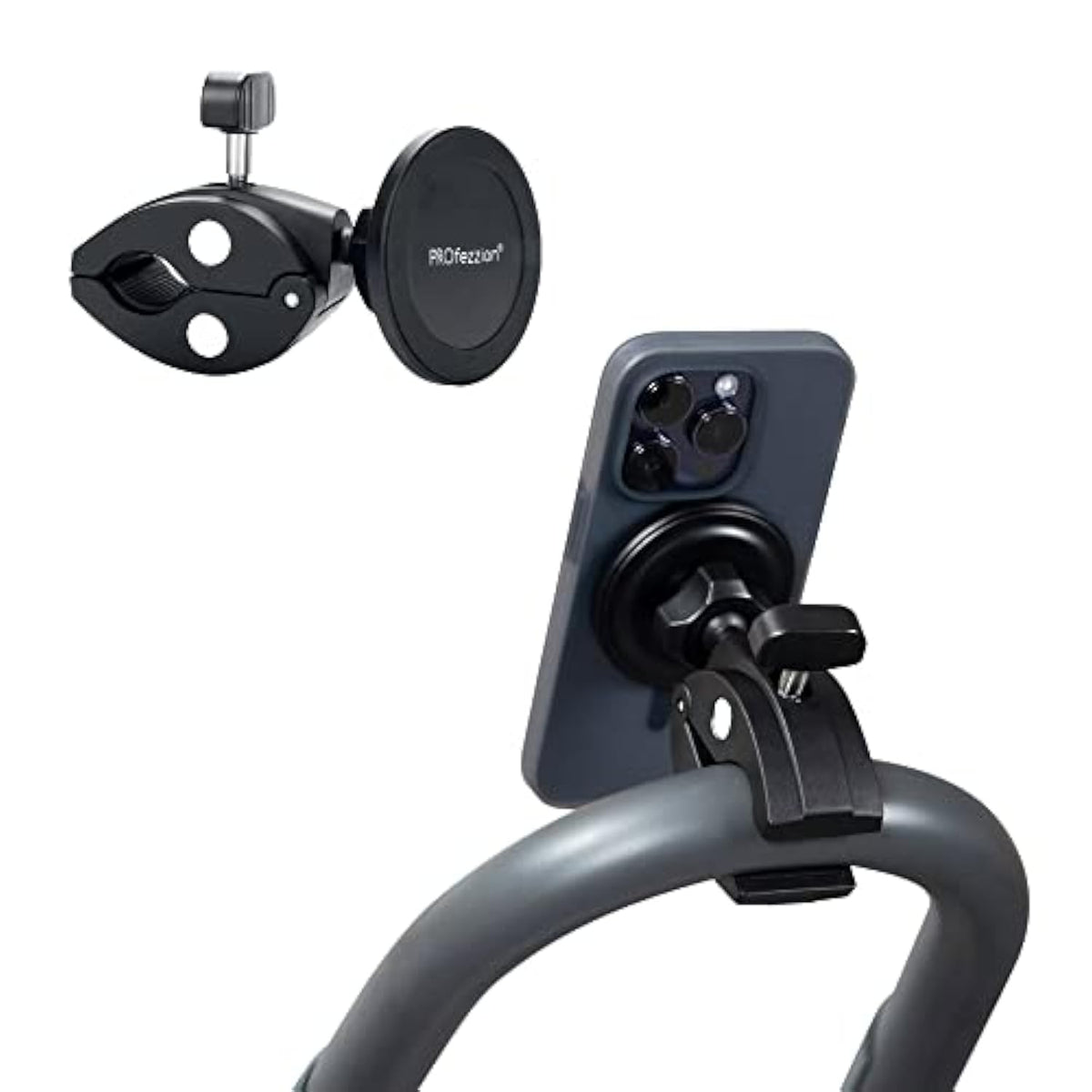 Phone Holder Mount Magnetic Accessories: Fitness Equipment Gym Motorcycle Handlebar, Exercise Bike, Treadmill, Stroller, Cart, For Magsafe 16 15 14 13 12 Plus Pro Max & All Phone Stand Clamp