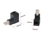 90 Degree Ethernet Lan Rj45 Male To Female, Right Angle Network Cat5 / Cat5E / Cat6 Extender Adapter(2-Pack) Black,(Up Angle)