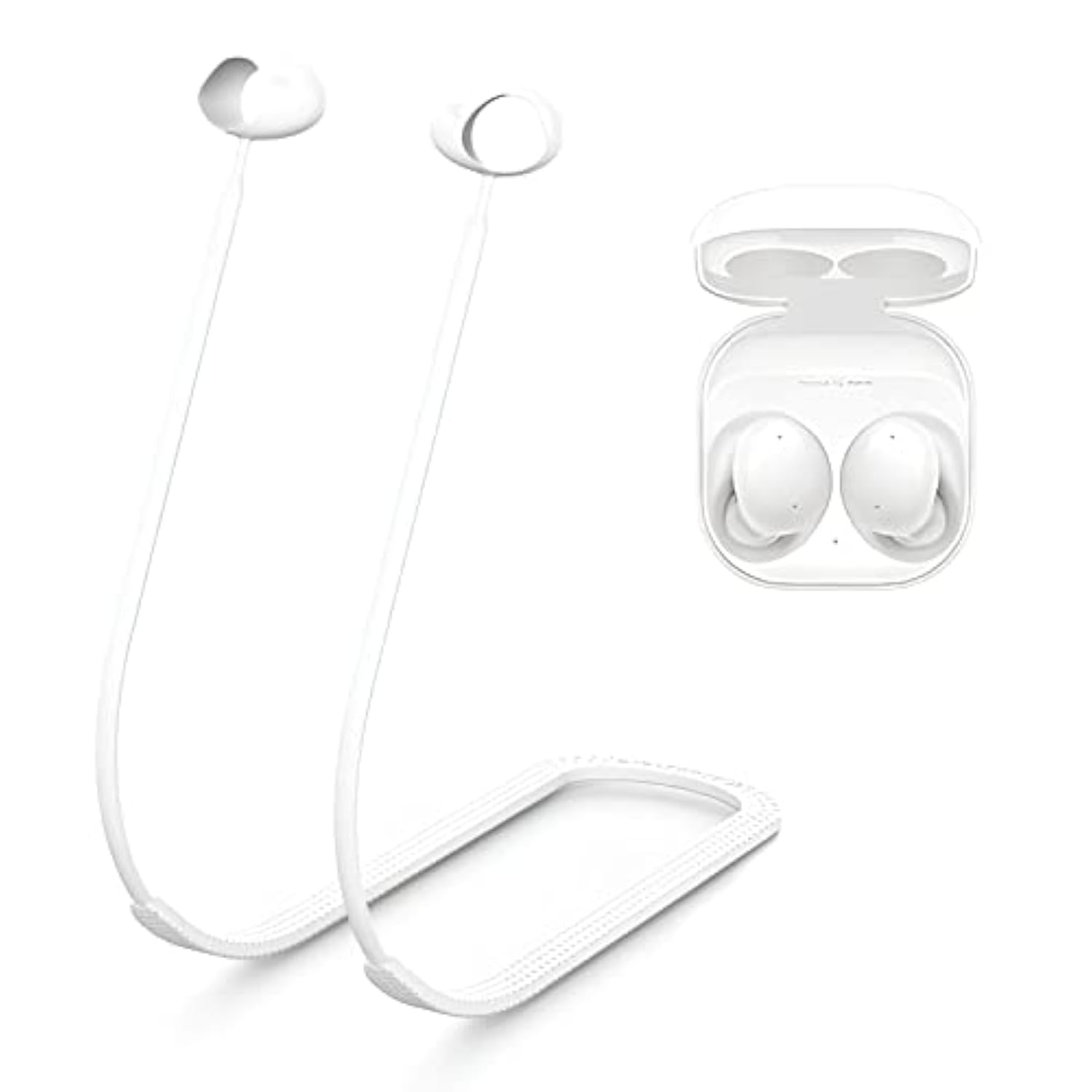 Galaxy Buds 2 Strap String Lanyard Anti-Lost Leash Sports Neck Rope Cord, Soft Silicone Special Anti-Slip Texture Design Wireless Earphone, Compatible For Samsung Galaxy Buds 2 (White)