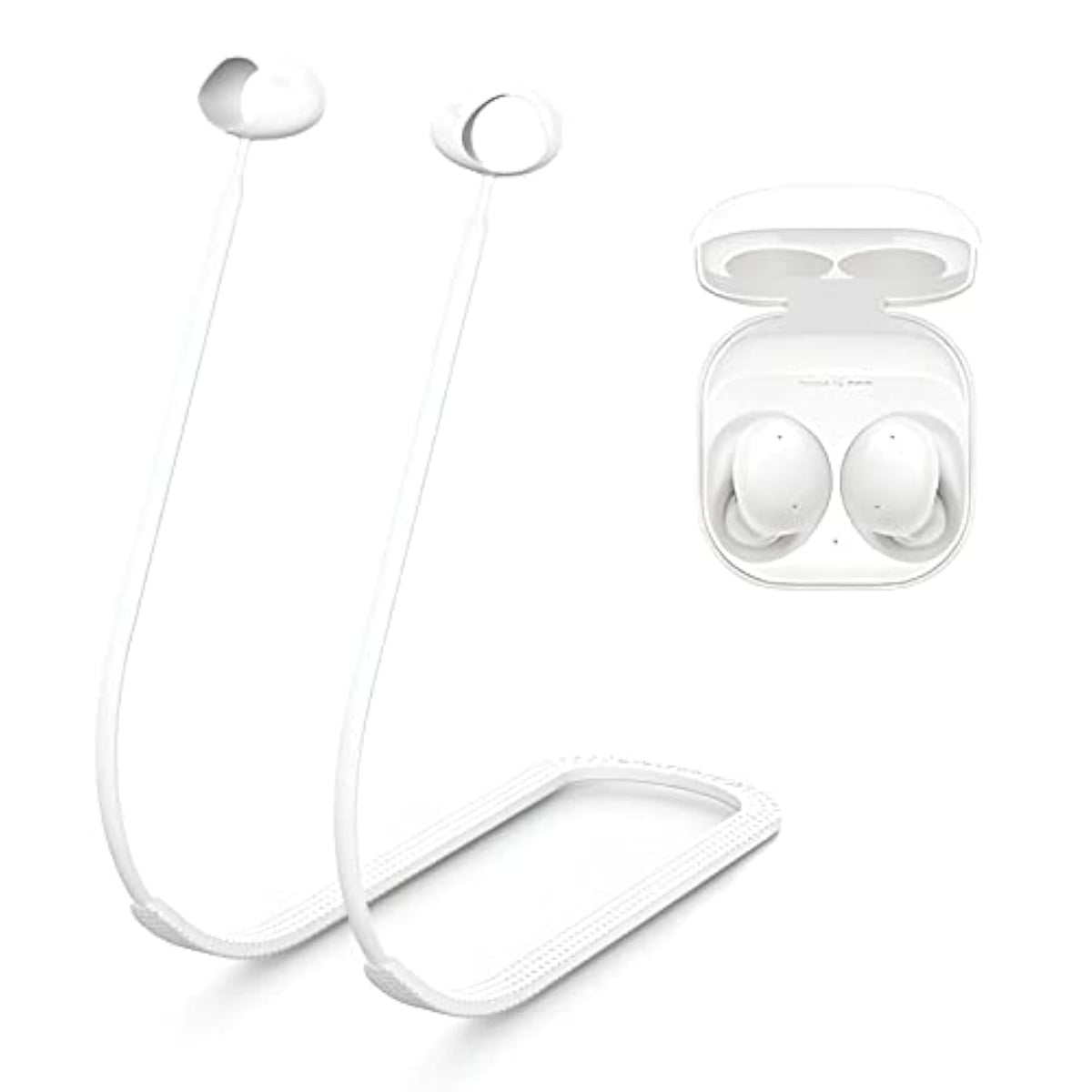 Galaxy Buds 2 Strap String Lanyard Anti-Lost Leash Sports Neck Rope Cord, Soft Silicone Special Anti-Slip Texture Design Wireless Earphone, Compatible For Samsung Galaxy Buds 2 (White)