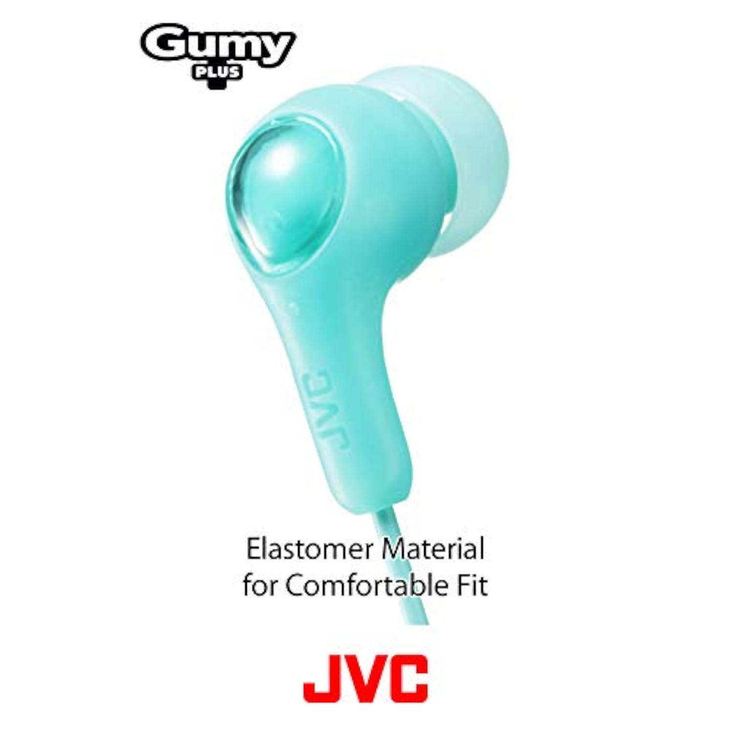 GREEN GUMY In ear earbuds with stay fit ear tips and MIC. Wired 3.3ft colored cord cable with headphone jack. Small, medium, and large ear tip earpieces included. JVC GUMY HAFX7MG