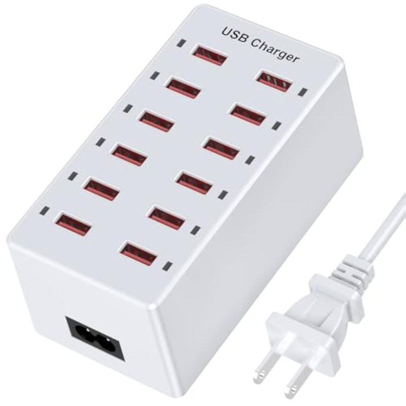 Usb Charger 12-Ports Charging Station For Multiple Devices Usb Wall Charger Power Hub Strip Smart Plug Charging Dock Block For Iphone Xs/Xr,Ipad,Ipod,Galaxy S9/S8,Smart Phones 60W