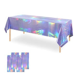 Iridescent Light Purple Table Cloths (4 Packs) - 54X108 Inch Rectangular Plastic Table Cover Disposable Tablecloth Birthday Decorations Waterproof Foil Tablecloth Bachelorette Princess Party