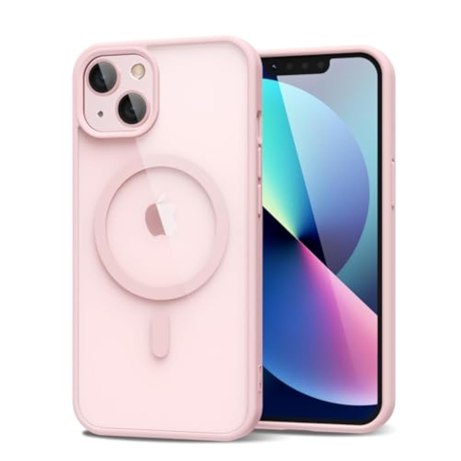 For Iphone 13 Case Clear Magnetic Compatible With Magsafe, Thin Slim Transparent Non Yellowing, Hybrid Soft Silicone Bumper & Hard Plastic Protective Cover For Women, Light Pink
